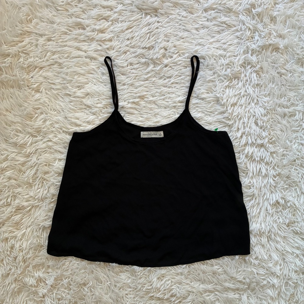 Abercrombie & Fitch Black Spaghetti Strap Flowy Cami Tank Top Small Made in USA